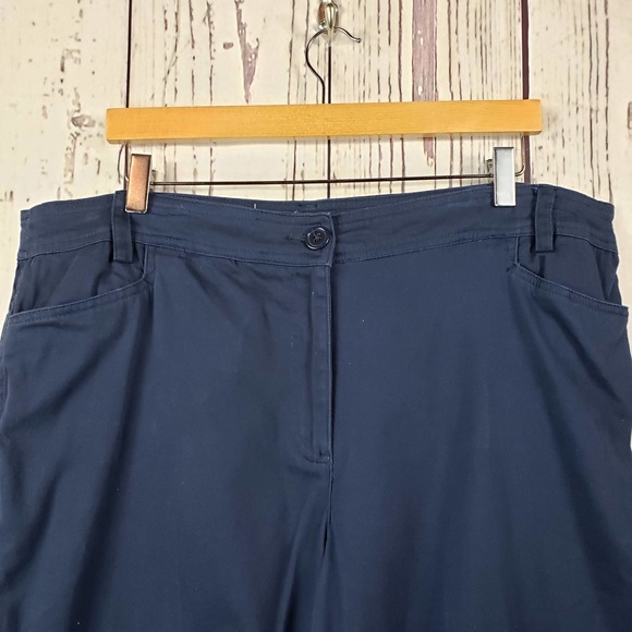 White Stag Casual Pants Womens Size 16 Flat Front Straight Leg Stretch Blue - Picture 2 of 9